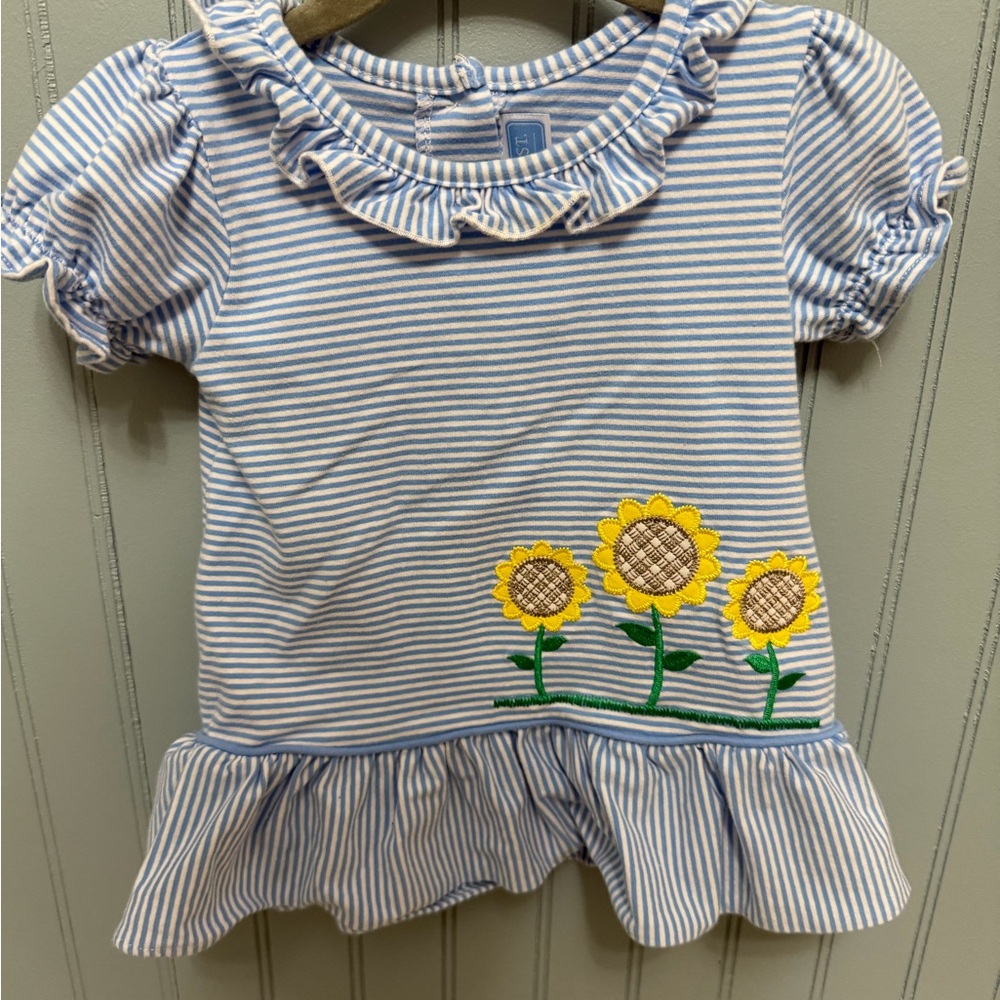 Sunflower Striped Kids Tee - Blue and White